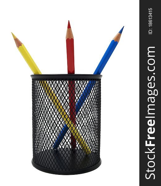 Colored Pencils In A Black Pot