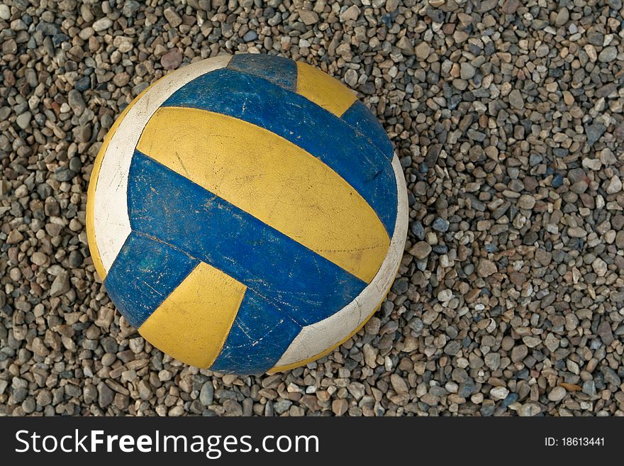 Volleyball On A Gravel Surface