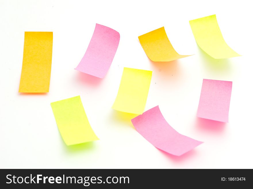 Multicolored stickers on white background