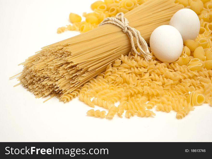 Pasta on the white background. Pasta on the white background