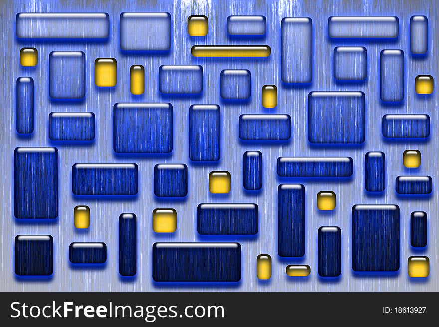 Blue and yellow glassy tiles