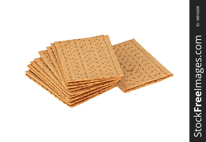 Crackers (crispbread) on the white isolate background