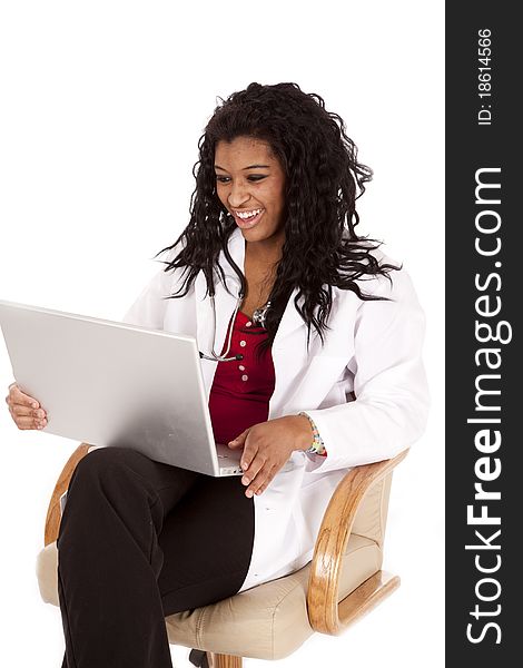 Woman Doctor Smile Laptop