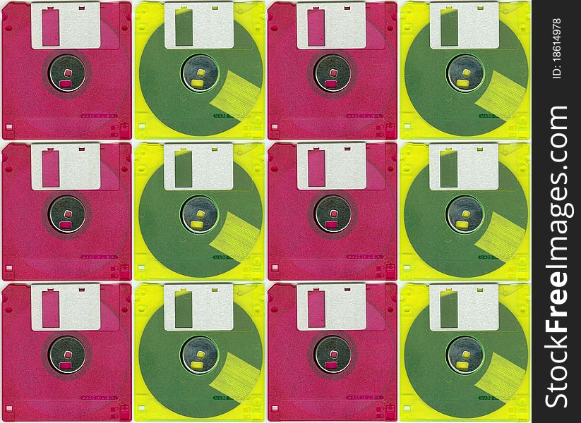 Micro Floppy Disc Yellow Red
