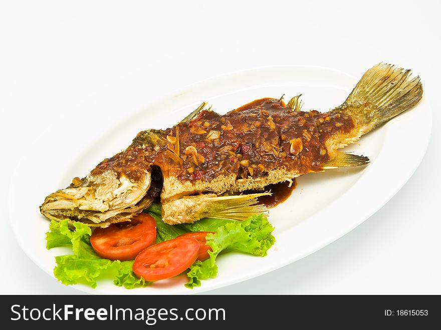 Fried snapper with chili sauce