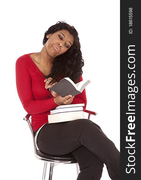 African American Woman Reading Sad