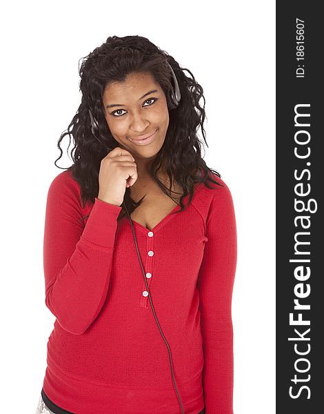 African American woman smile headset