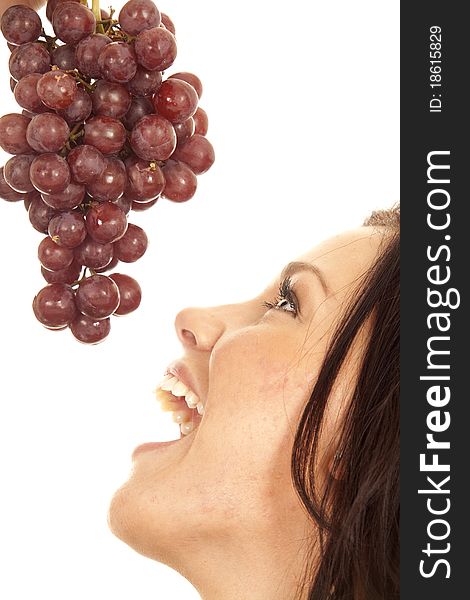 Woman With Grapes By Mouth