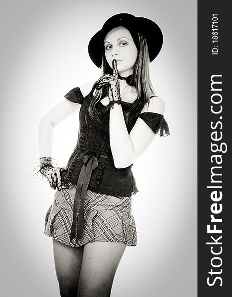 Silence sign goth girlÑŽ Black and white