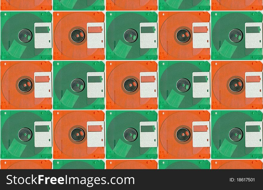Micro Floppy Disc Orange Green