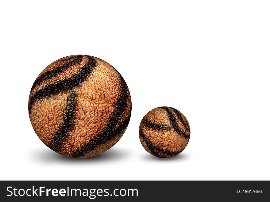 Two brown balls on a white background