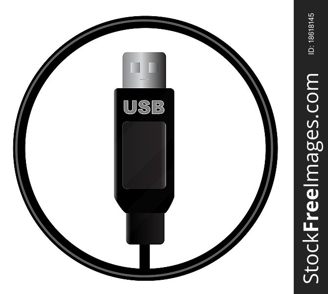 An illustration of a usb connection icon.