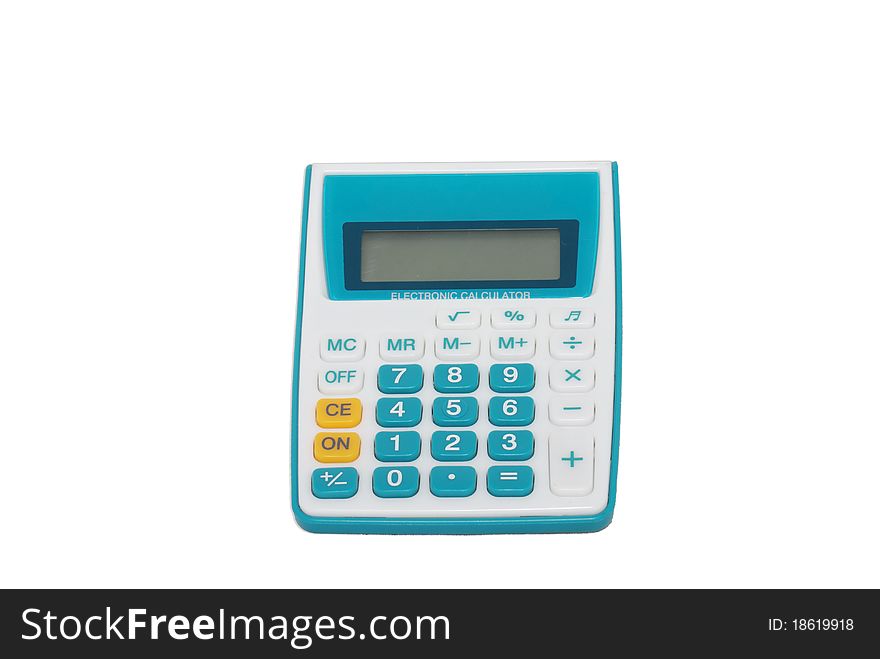 Isolated white background of electronic calculator. Isolated white background of electronic calculator