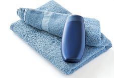 Towel And Shampoo... Royalty Free Stock Images Towel And Shampoo... Royalty Free Stock Images