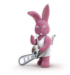 Chainsaw Rabbit - Funny And Pink Royalty Free Stock Images Chainsaw Rabbit - Funny And Pink Royalty Free Stock Images