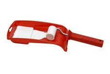 Paint Roller And Red Tray Stock Image