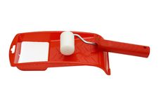 Paint Roller And Red Tray Stock Photos Paint Roller And Red Tray Stock Photos
