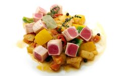 Tuna With Sauteed Vegetables Royalty Free Stock Image