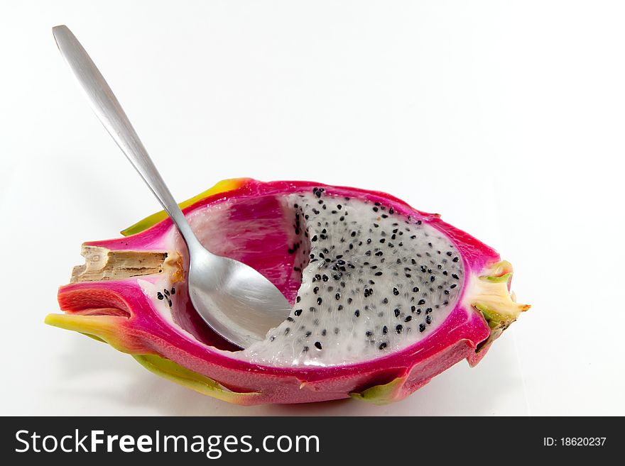 Dragon fruit on white background