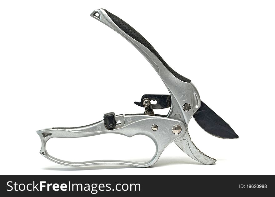 Modern pruner on a white background, isolated. Modern pruner on a white background, isolated.