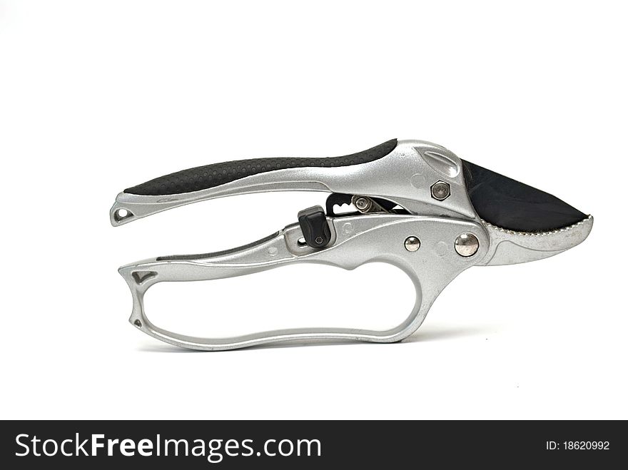 Modern pruner on a white background, isolated. Modern pruner on a white background, isolated.