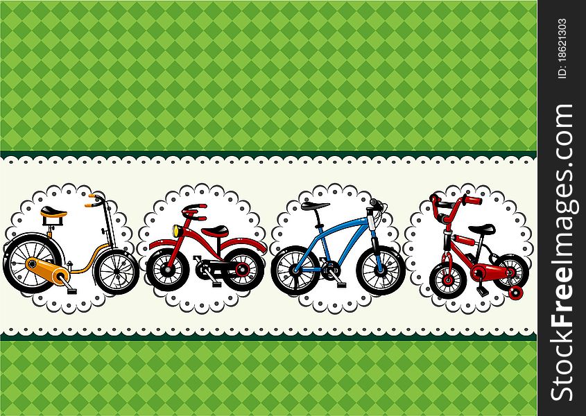Cartoon bicycle card , drawing