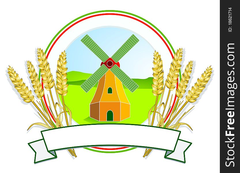 Label for flour production, grain and mill. Label for flour production, grain and mill