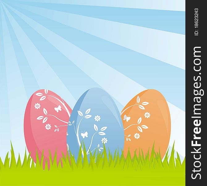 Colorful easter background with decorated eggs