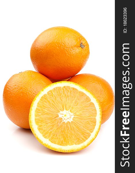 Nice fresh orange on a white background