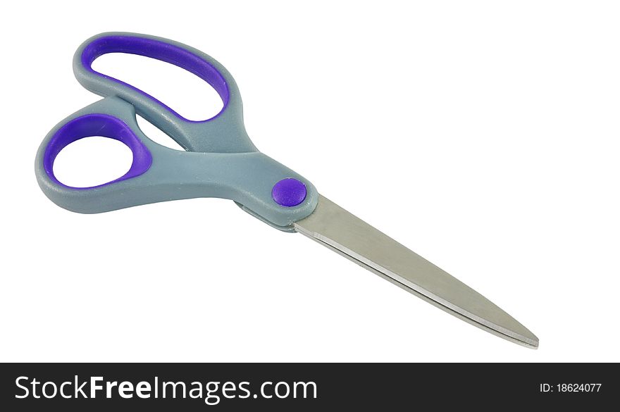 Big scissors isolated over white surface