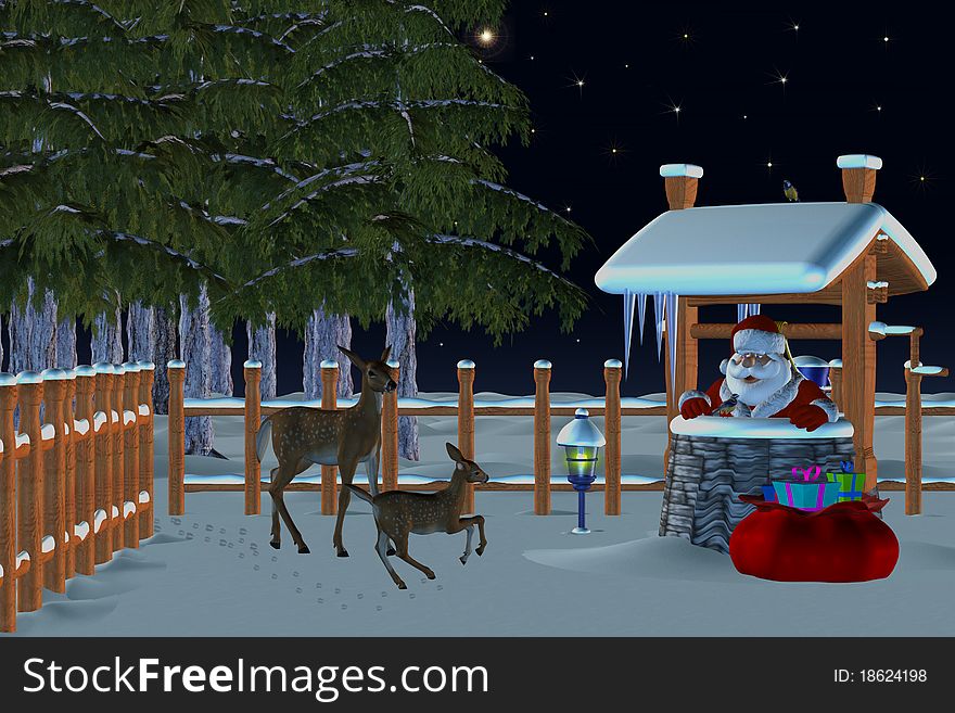 3d render of christmas in the forest