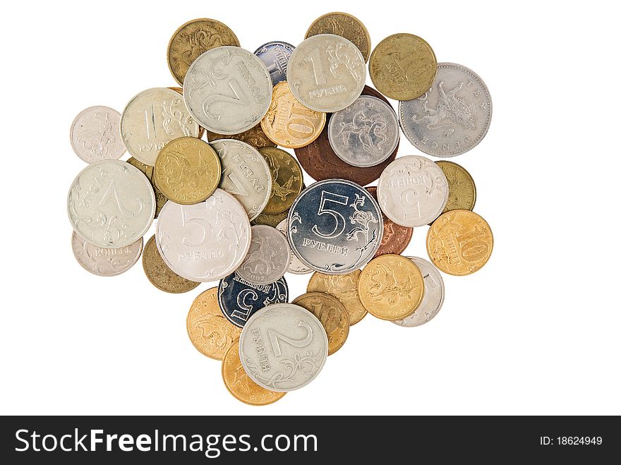 Minor coins isolated on white background