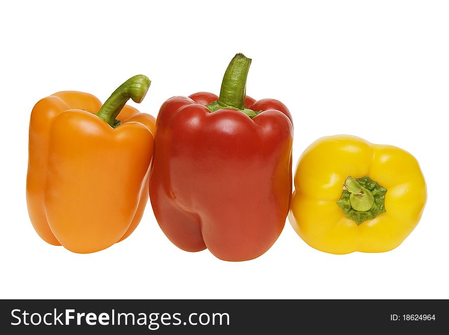 Juicy sweet peppers isolated on white background