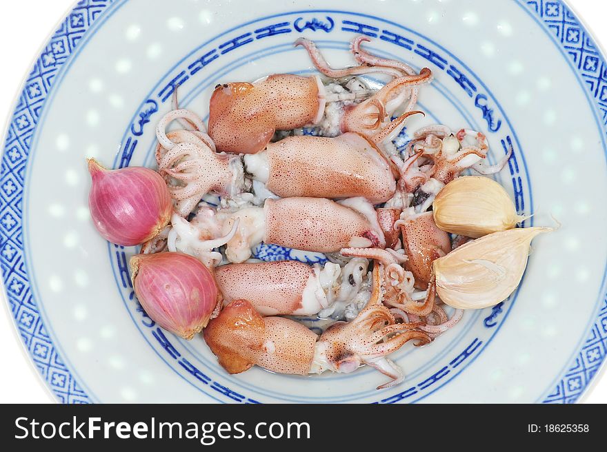 A Plate Of Freshly Cook Squids , Seafood. A Plate Of Freshly Cook Squids , Seafood