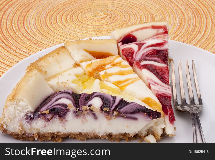 Cheesecake stuffed with lemon, peach, wild berry and strowberry.