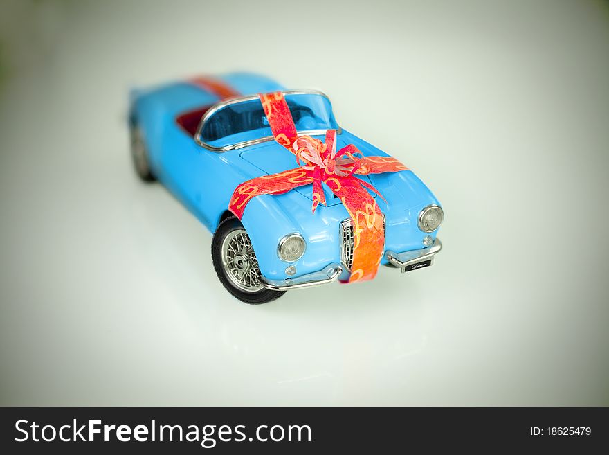 Luxury Historic Car wrapped as Present - Happy Birthday!. Luxury Historic Car wrapped as Present - Happy Birthday!
