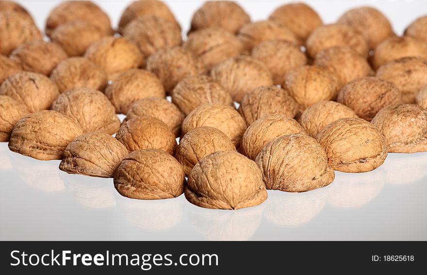 Hill of walnut's nutshells