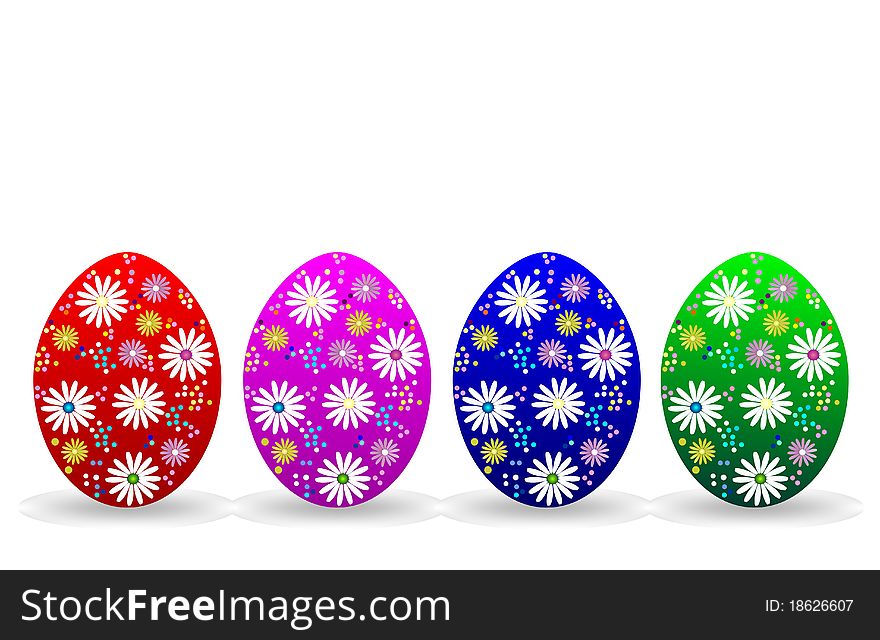 Illustration With Colored Eggs