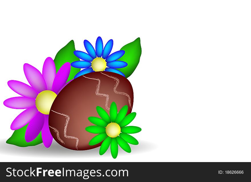 Illustration with colored eggs, in vector