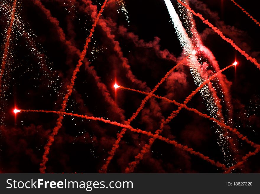 An image of Fireworks against a black sky