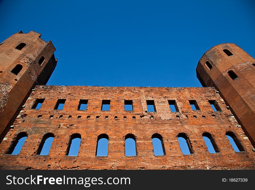 Detail of Porte Palatine, landmark in Torino (Turin) - Italy. Detail of Porte Palatine, landmark in Torino (Turin) - Italy