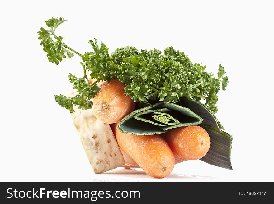 Soup greens on a white background