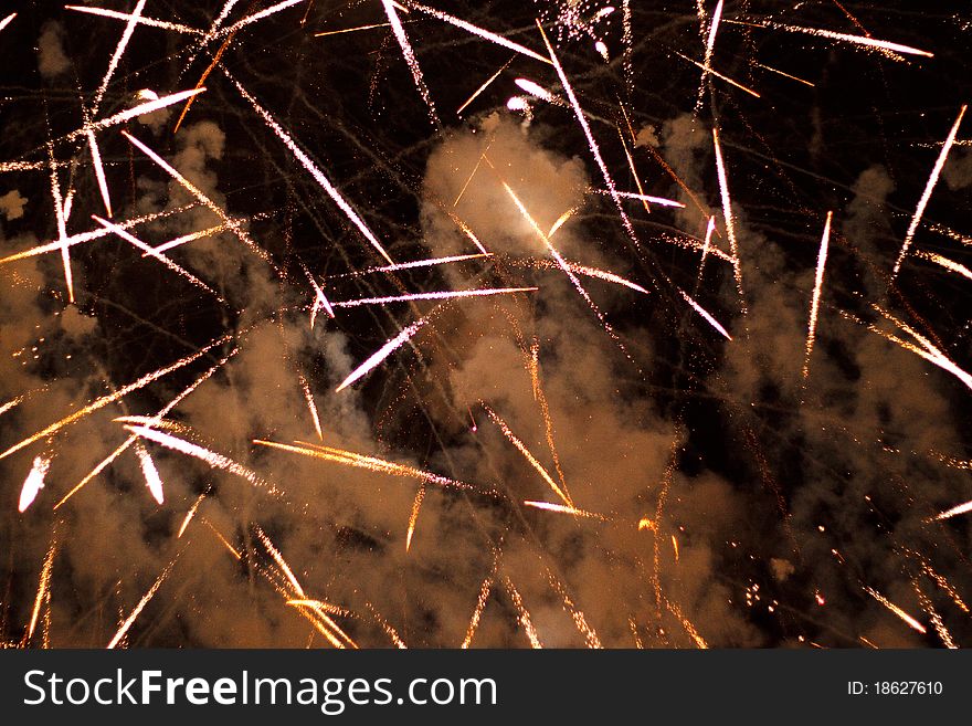 An image of Fireworks against a black sky