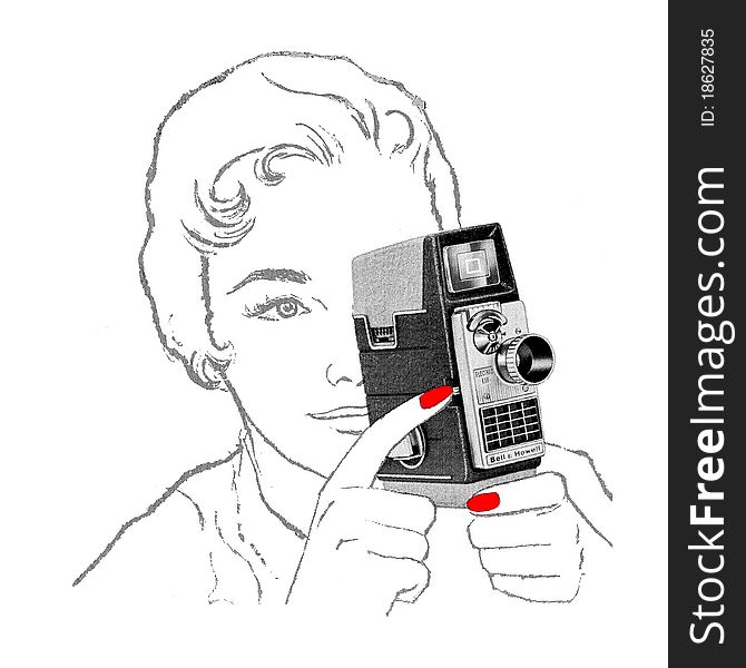 Ilustration of a woman with a movie camera.
