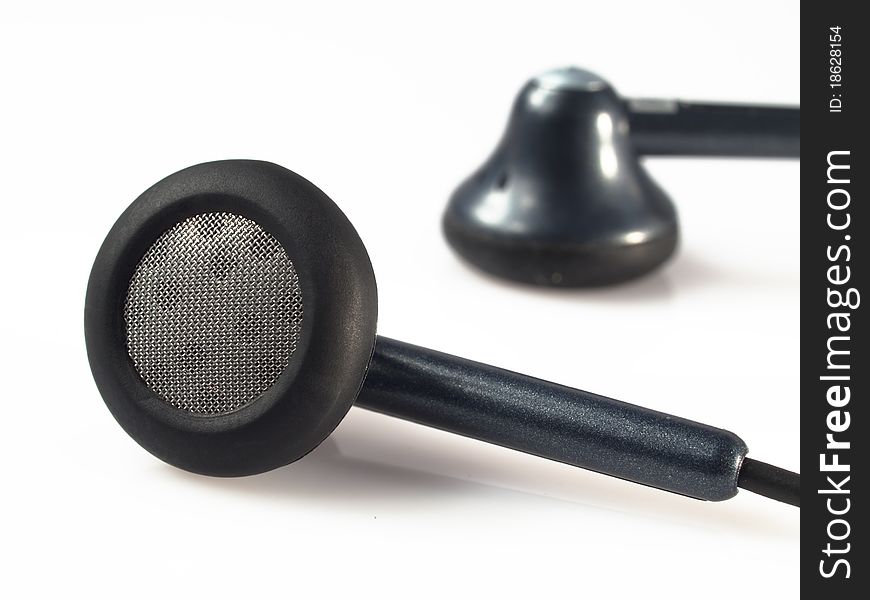 A detailed macro of an earpiece or headset