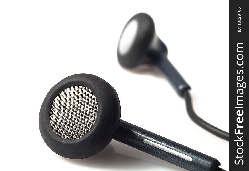 A detailed macro of an earpiece or headset