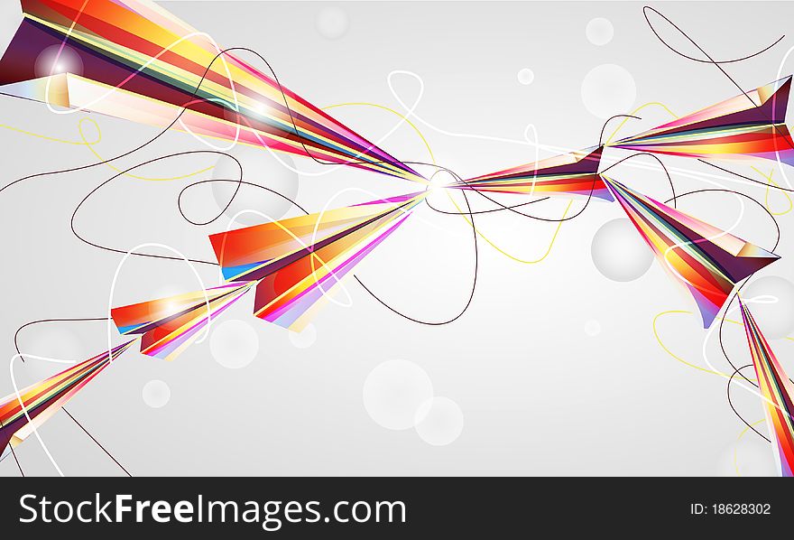 Abstract background with bright airplanes