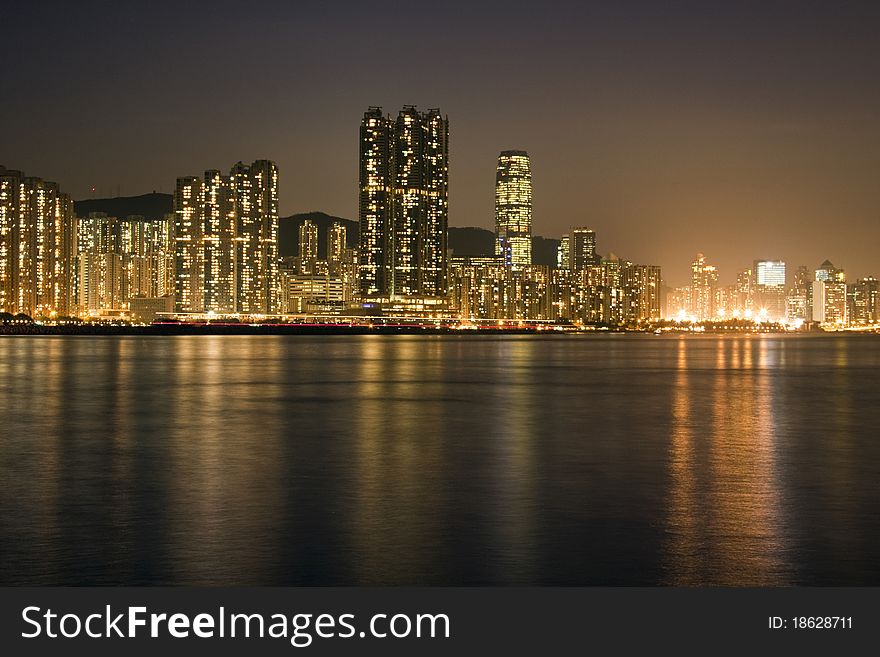 View of Hong Kong night. View of Hong Kong night.