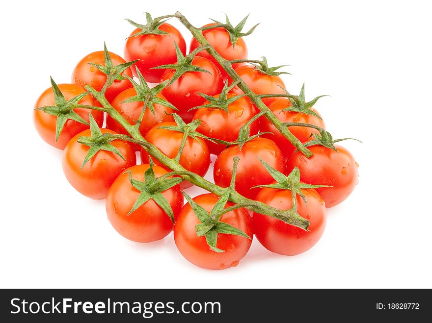 Cherry tomatoes on a white background