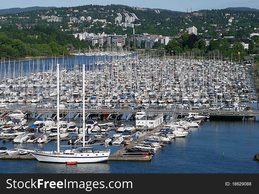 Harbor with sailing boats near Oslo, Norway. Harbor with sailing boats near Oslo, Norway